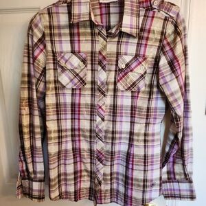 ARIAT Plaid Button-Up Shirt. NWOT No Tag For Size. 18" PIT - PIT